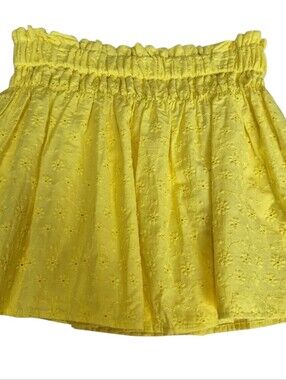 Copper Key Girls L 12/14 Yellow Eyelet Smocked Skirt New With Tags
